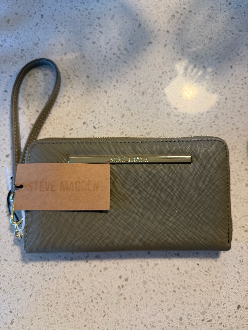 Steve Madden Olive Wristlet Clutch with Gold Accent